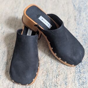 Miista Alison Black Block Heel Women's Clogs